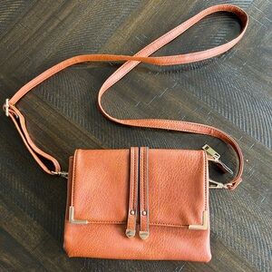 Elegant Orange Leather Crossbody Bag